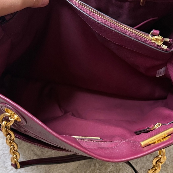 Tory Burch Fleming Triple Compartment Tote Burgandy - Picture 10 of 16